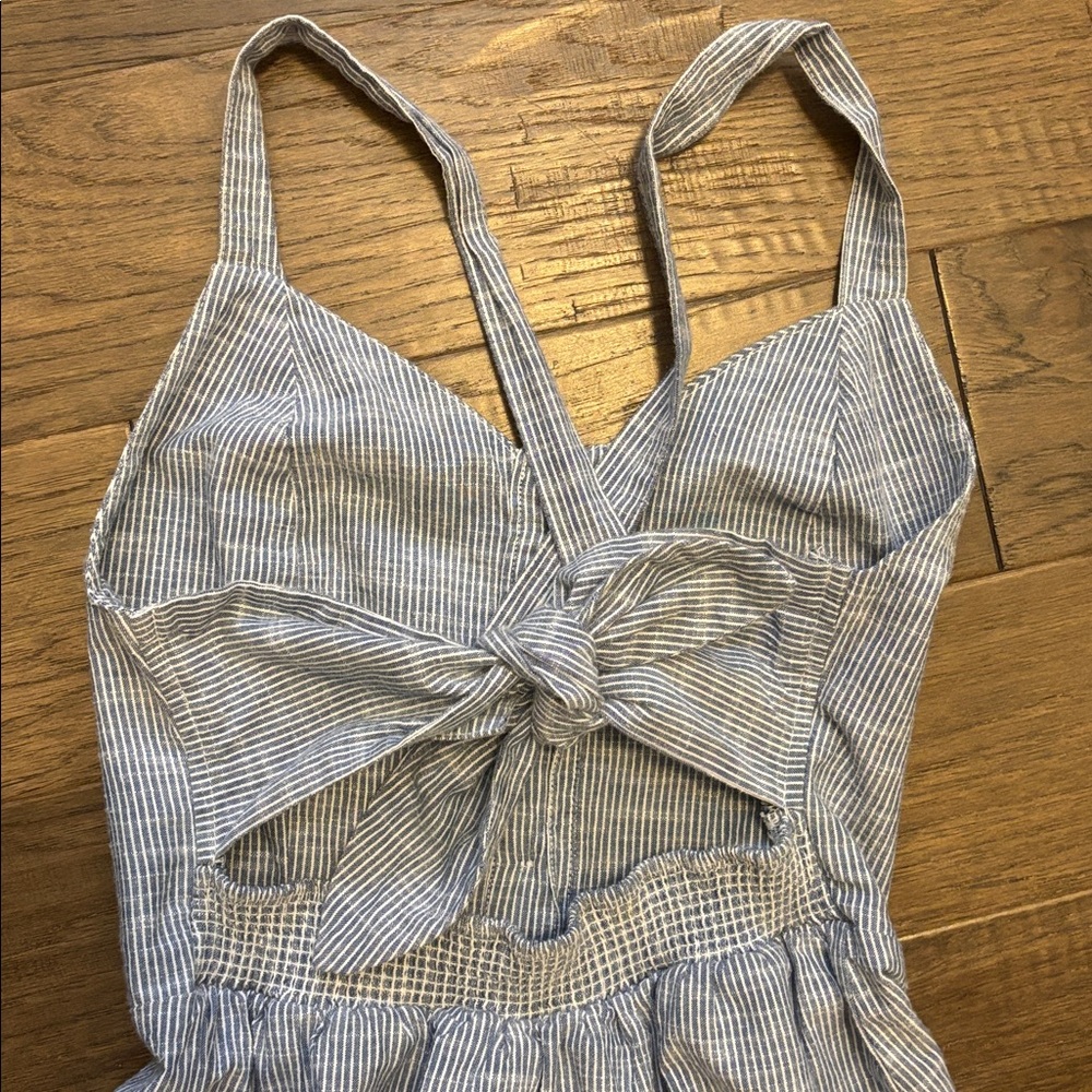 Japna blue & white striped cropped jumpsuit with tie back - Picture 4 of 4